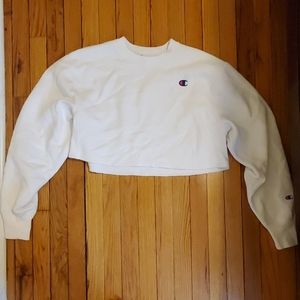Champion cropped white hoodie
